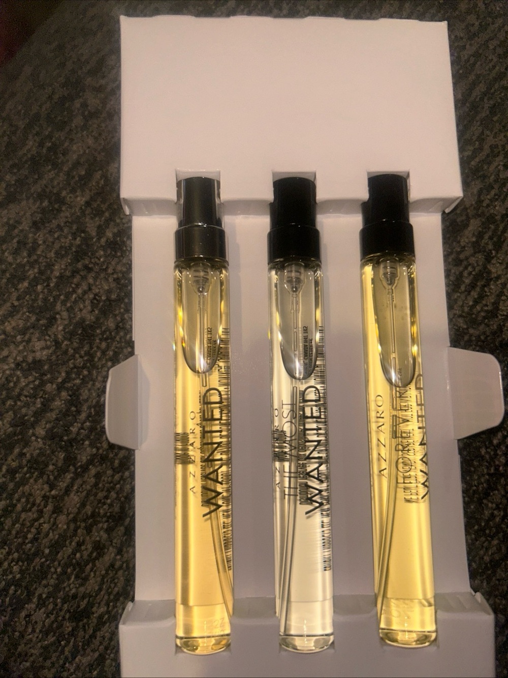 AZZARO WANTED for Men 3 pcs Mini GIFT SET 0.33 oz EDP Travel Spray New In Box - Picture 2 of 4